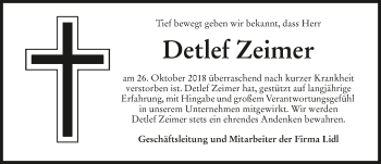 Traueranzeige von Detlef Zeimer 