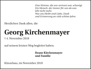 Traueranzeige von Georg Kirchenmayer 
