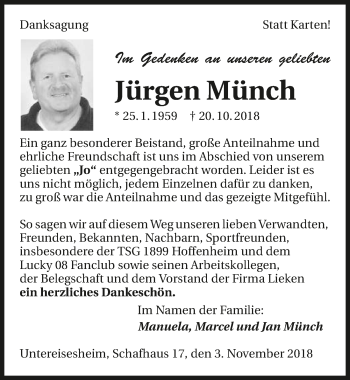 Traueranzeige von Jürgen Münch 