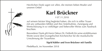Traueranzeige von Karl Brückner 