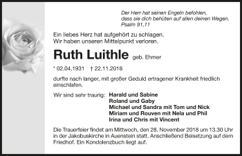 Traueranzeige von Ruth Luithle 
