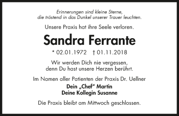 Traueranzeige von Sandra Ferrante 