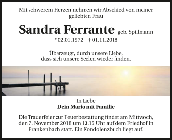 Traueranzeige von Sandra Ferrante 