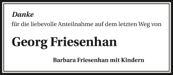 Traueranzeige von Georg Friesenhan 