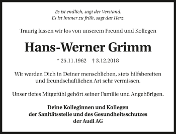 Traueranzeige von Hans-Werner Grimm 