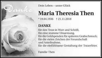 Traueranzeige von Maria Theresia Then 