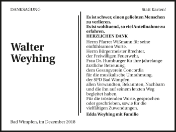 Traueranzeige von Walter Weyhing 