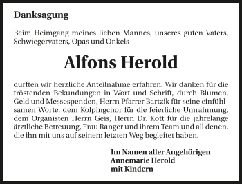 Traueranzeige von Alfons Herold 