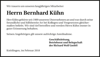 Traueranzeige von Bernhard Kühn 