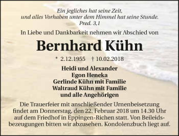 Traueranzeige von Bernhard Kühn 