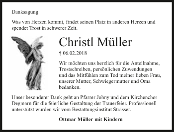 Traueranzeige von Christl Müller 