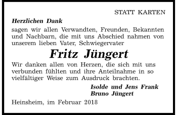 Traueranzeige von Fritz Jüngert 