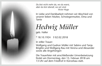 Traueranzeige von Hedwig Müller 