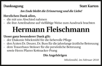 Traueranzeige von Hermann Fleischmann 