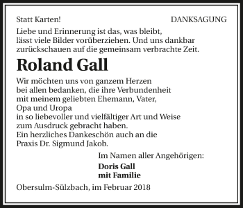 Traueranzeige von Roland Gall 