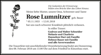 Traueranzeige von Rose Lumnitzer 