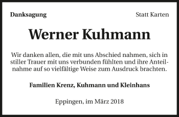 Traueranzeige von Werner Kuhmann 