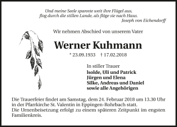 Traueranzeige von Werner Kuhmann 