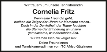 Traueranzeige von Cornelia Fritz 
