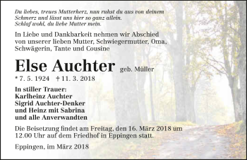 Traueranzeige von Else Auchter 