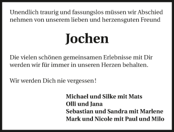 Traueranzeige von Jochen Beck 