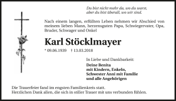 Traueranzeige von Karl Stöcklmayer 