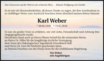 Traueranzeige von Karl Weber 