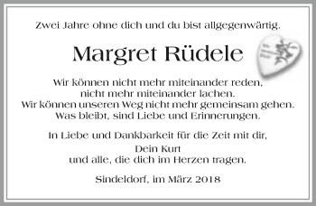 Traueranzeige von Margret Rüdele 