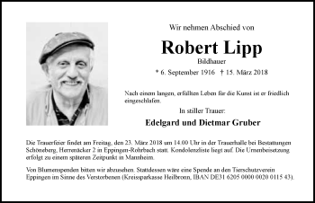 Traueranzeige von Robert Lipp 