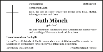 Traueranzeige von Ruth Mönch 