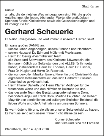 Traueranzeige von Gerhard Schuerle 