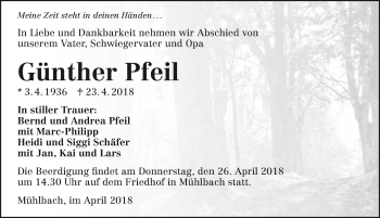 Traueranzeige von Günther Pfeil 