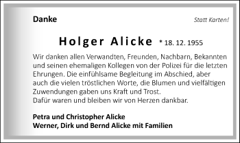 Traueranzeige von Holger Alicke 