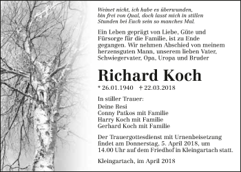 Traueranzeige von Richard Koch 