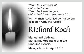 Traueranzeige von Richard Koch 