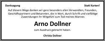 Traueranzeige von Arno Dollner 