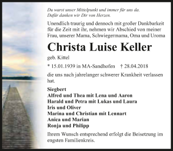 Traueranzeige von Christa Luise Keller 