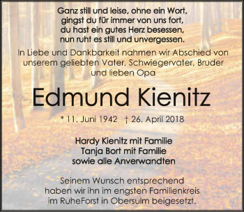 Traueranzeige von Edmund Kienitz 