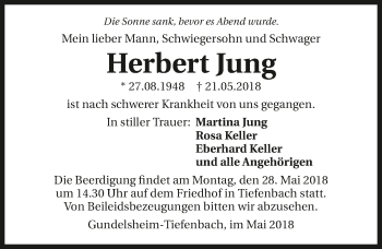 Traueranzeige von Herbert Jung 