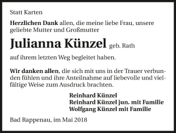 Traueranzeige von Julianne Künzel 