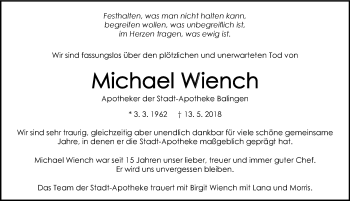 Traueranzeige von Michael Wiench 
