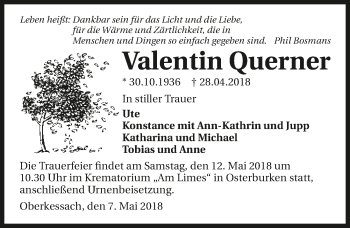 Traueranzeige von Valentin Querner 