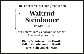 Traueranzeige von Waltrud Steinbauer 