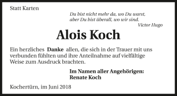 Traueranzeige von Alois Koch 