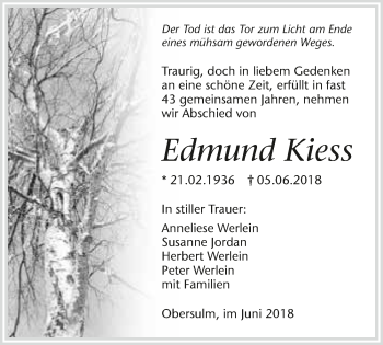 Traueranzeige von Edmund Kiess 