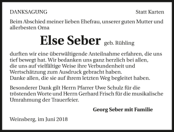 Traueranzeige von Else Seber 