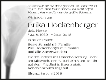 Traueranzeige von Erika Hockenberger 