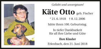 Traueranzeige von Käte Otto 