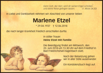 Traueranzeige von Marlene Etzel 