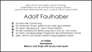 Traueranzeige von Adolf Faulhaber 